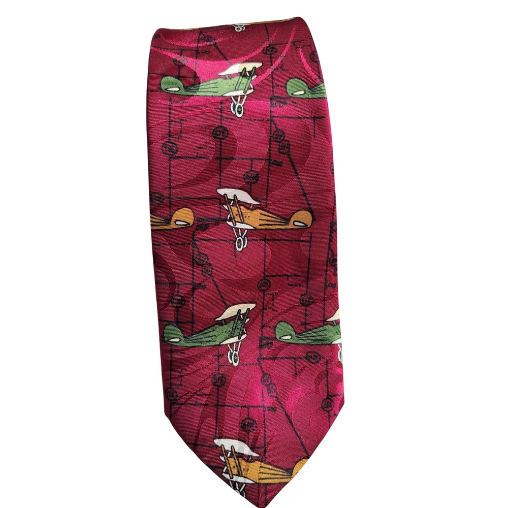 Royal Knight Mens OS Biplane Aviation Tie Burgundy Polyester Aviatorcore Retro